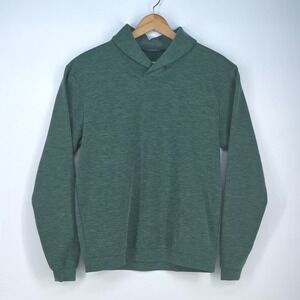 Turtleson Shawl Collar Pullover Men's Medium Green Performance Stretch‎ Sweater